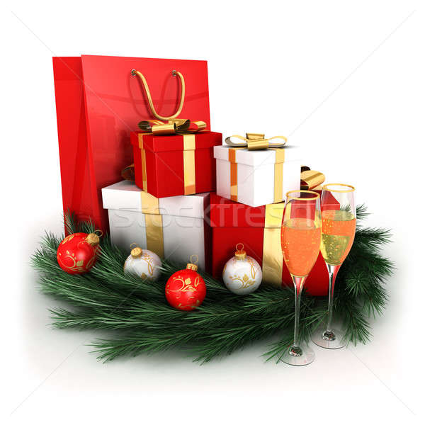 stock photo: 3d christmas gifts
