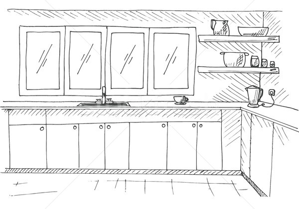 商业照片: 素描 · 厨房 · 窗口 · 风格 · 房子