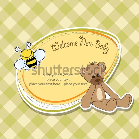 卡    泰迪熊    玩具    快乐 / baby shower card with teddy bear