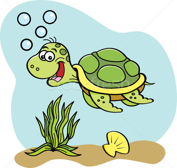漫画 海龟 游泳的 水下 插图 商业照片 bennerdesign