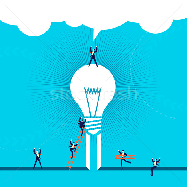 success头像,success卡通 illustration, businessmen team climbing to creative success