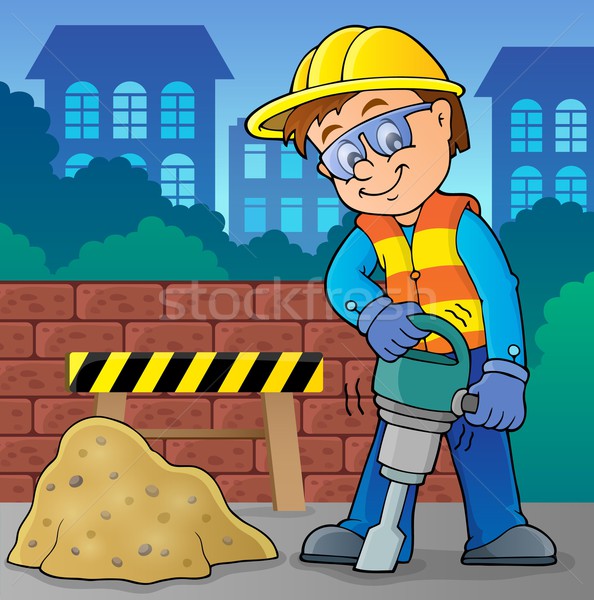 商业照片: 建筑工人 · 图像 · 道路 · 施工 ·墙· 艺术