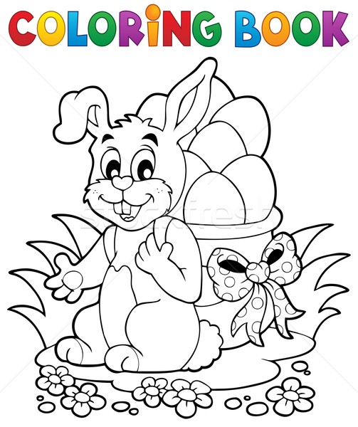 stock photo: coloring book easter bunny 1