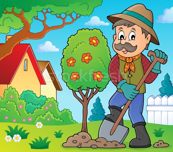 stock photo: gardener planting tree theme image 2