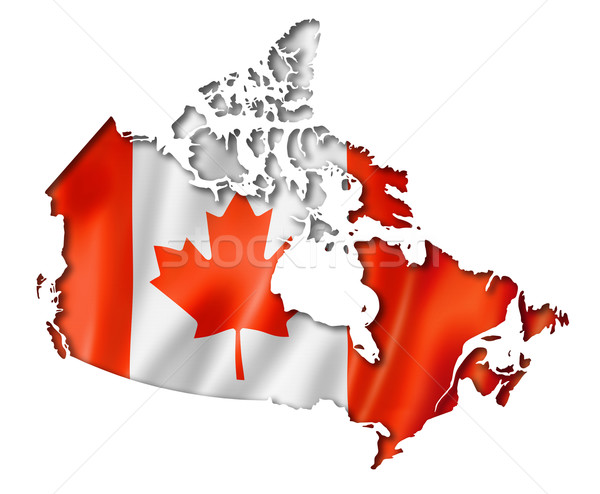 商业照片: 加拿大国旗 · 地图 · 加拿大 ·旗· 三维 · 给予