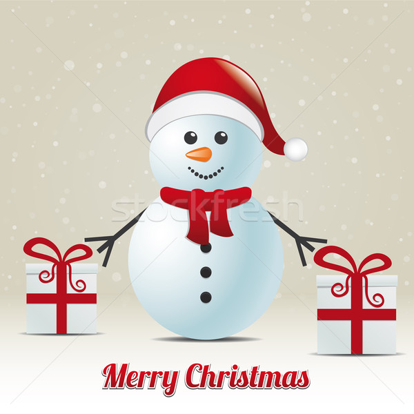 snowman gift snowy winter background stock photo dariusl