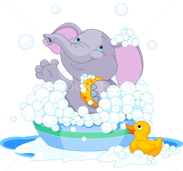 增加至灯箱 商业照片 / 插图 #3124839elephant having a bath 由