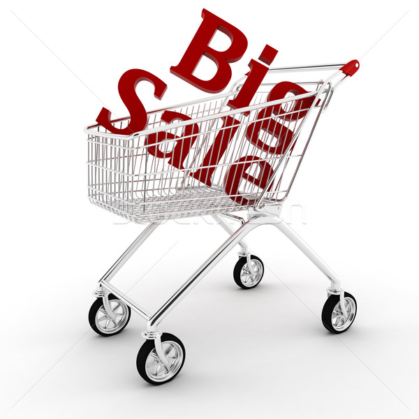 stock photo: 3d shopping cart, isolated on white