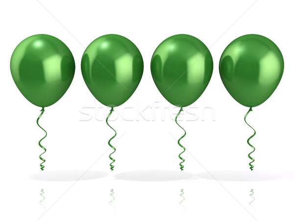 商业照片: 绿色 · 气球 · 孤立 ·白· 乐趣 · 玩具