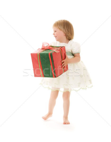 礼品盒            白    孩子    生日 / picture of girl with gift