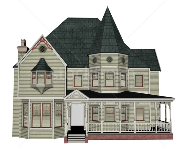 stock photo: victorian house isoalted in white background   3d