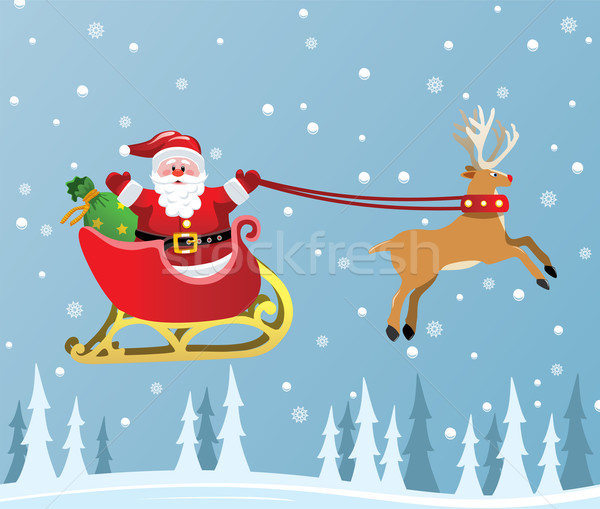 商业照片: 向量 · 圣诞老人 · 红色 · 驯鹿 · 圣诞节 · 节日