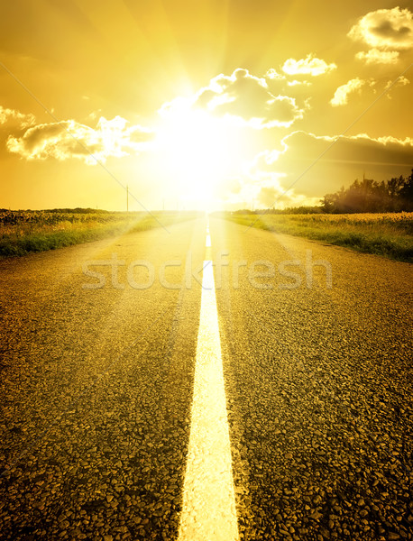商业照片: 道路 · 太阳 · 光明 · 黄色 ·云·光