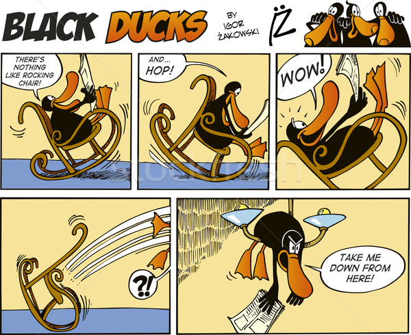 矢量图: 黑色    滑稽    微笑    鸟    阅读 / black ducks comic