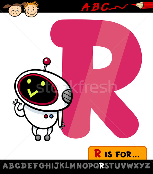 字母r 机器人 漫画 插图 字母 商业照片 izakowski