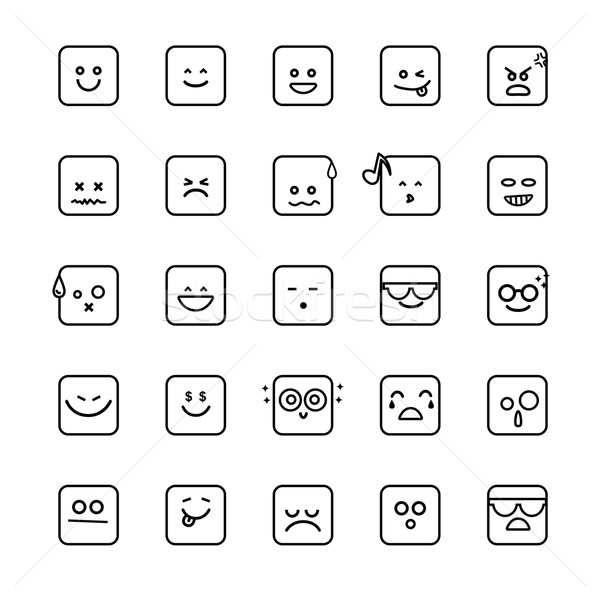 差异 · 线 · 线性 · 图标 · 白 / collection of different emoji