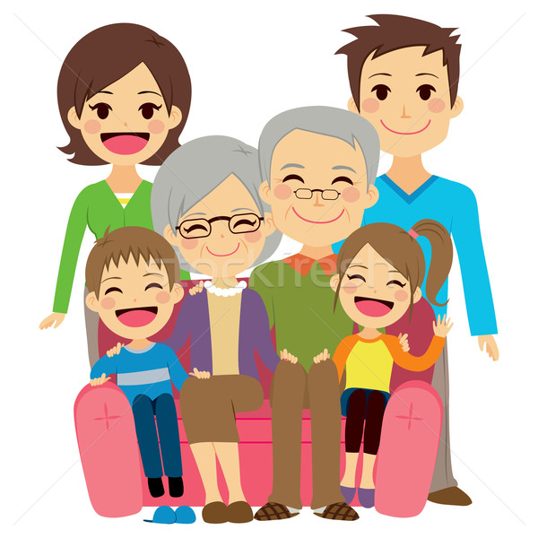 商业照片: 快乐 · 大家庭 · 插图 · 可爱 · 幸福的家庭 · 母亲