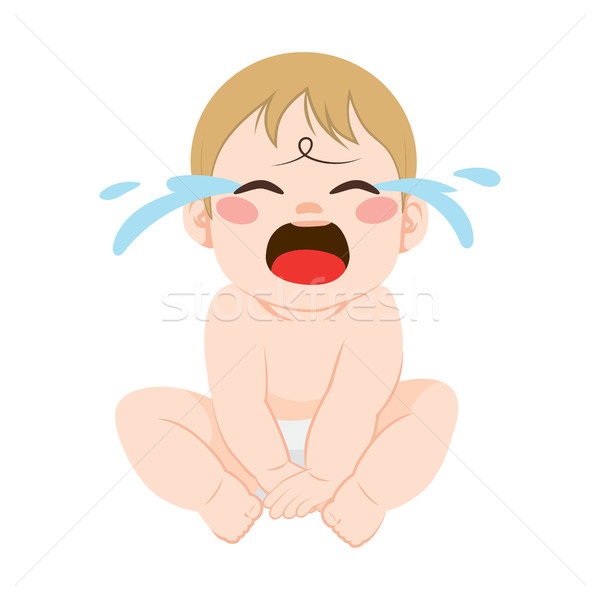 商业照片: 婴儿 · 哭泣 · 可爱 ·小· 愤怒 · 坐在