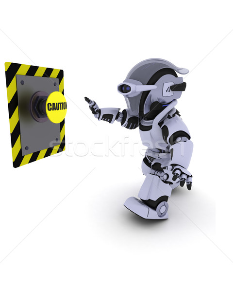 推动 ·钮· 三维渲染 · 未来 · 现代 / 3d render of a robot