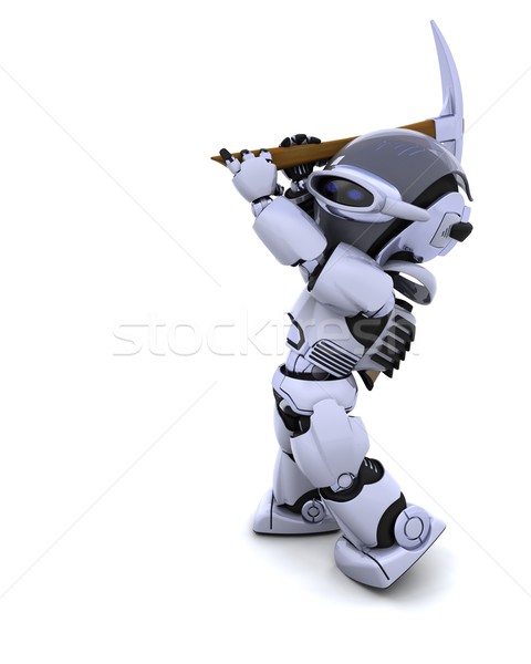 商业照片: 机器人 ·斧· 三维渲染 · 施工 · 未来 · 现代