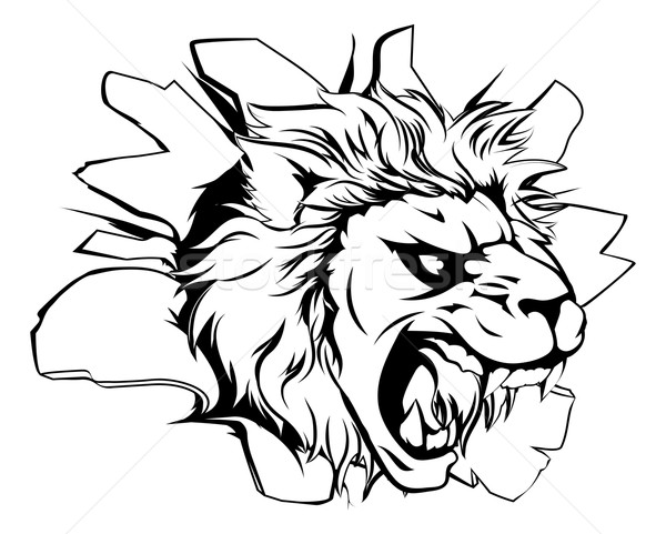 商业照片: 狮子 · 吉祥物 ·墙· 漫画 · 动物