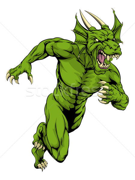 商业照片: 龙· 吉祥物 · 插图 · 强硬 ·看· 体育