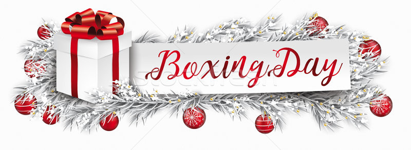 photo: banner red christmas baubles gift frozen twigs boxing day