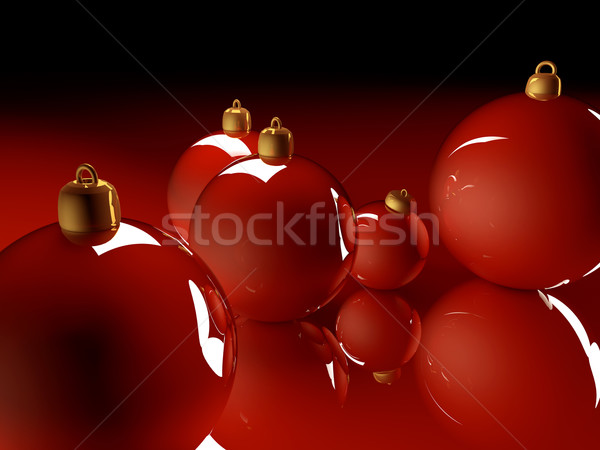 红色 三维渲染 图像 christmas glossy baubles red balls