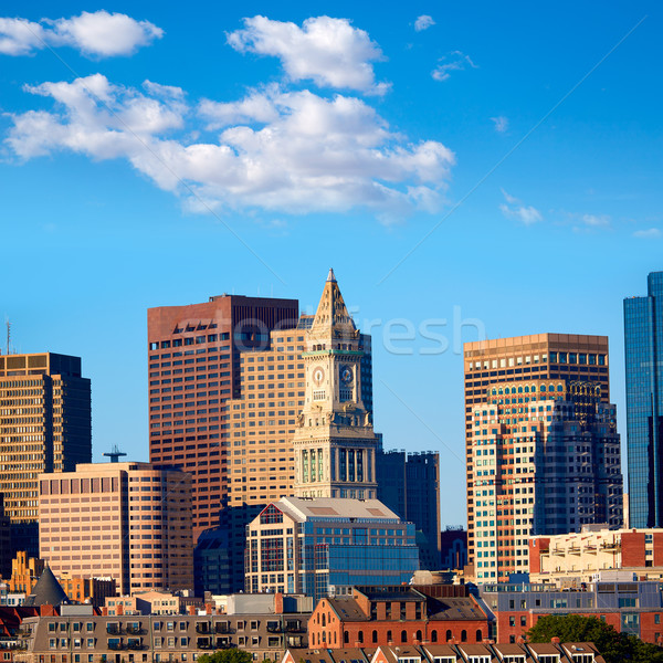 波士顿 天际线 阳光 美国马萨诸塞州 美国 建筑物 商业照片 luna