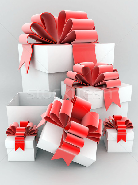 商业照片: 美丽    礼品盒    弓    红色    白 / beautiful gift