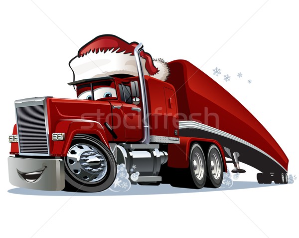 商业照片: 漫画 · 圣诞节 · 卡车 · 孤立 ·白· eps10
