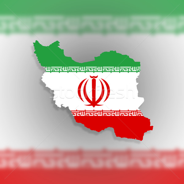 商业照片: 地图 · 伊朗 · 伊朗的 ·旗· 插图 · 孤立