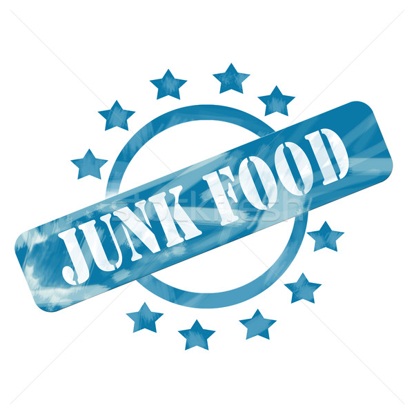 stock photo: blue weathered junk food stamp circle and stars