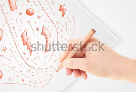 商业照片:手·画 抽象 涂鸦·纸·白 hand drawing abstract