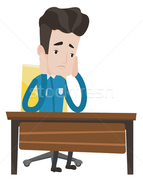 商业照片: 筋疲力尽 · 伤心 · 学生 · 坐在 ·表·累