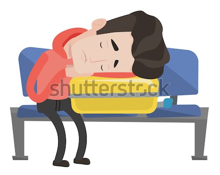 商业照片: 筋疲力尽 · 女子 · 睡眠 · 手提箱 · 机场 · 非洲的