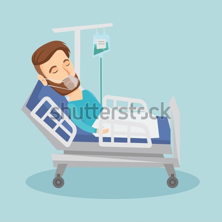 商业照片: 男子 · 病床 · 成人 ·床· 医院 · 病人