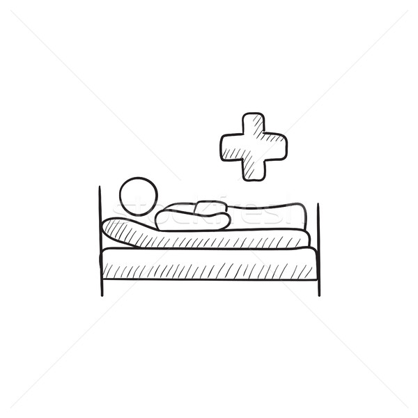 商业照片: 病人 ·床· 素描 · 图标 · 向量 · 孤立