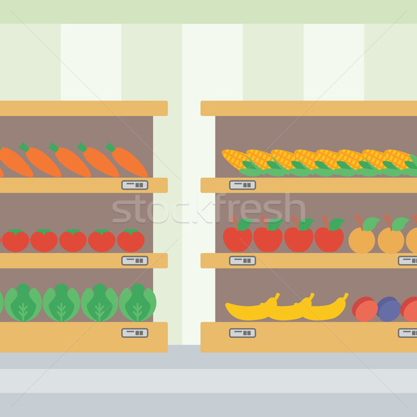 商业照片: 蔬菜 · 水果 · 货架 · 超级市场 · 向量 · 设计