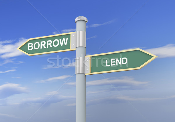 stock photo: 3d borrow lend road sign