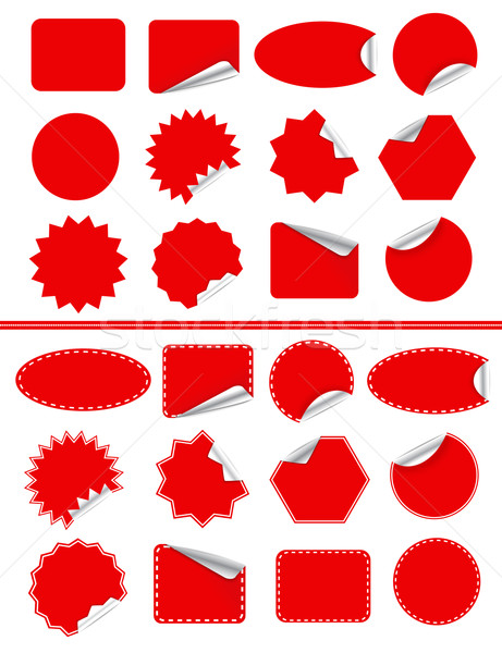 商业照片 矢量图 贴纸 标签·集 红色 孤立·白