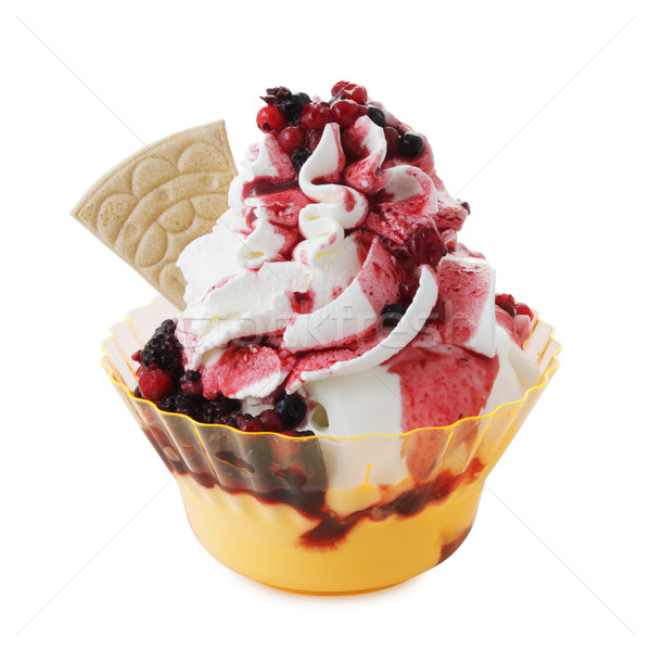 冰淇淋 冰淇淋 圣代 白 食品 夏天 商业照片 stokkete