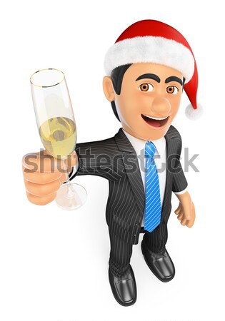 stock photo 3d businessman giving an engagement ring.