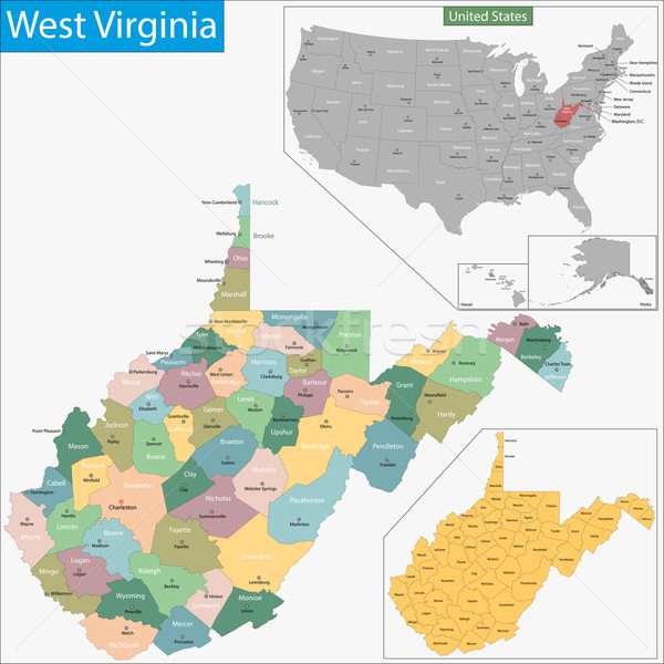 西弗吉尼亚州 地图 插图 美国 华盛顿 美国 商业照片 volina