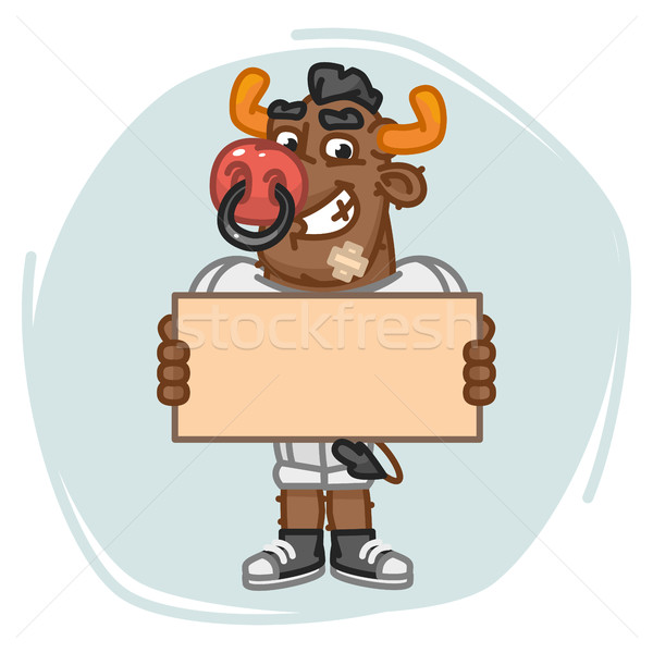 商业照片: 公牛 ·片·纸· 吉祥物 · 字符