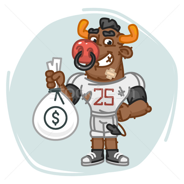 商业照片: 公牛 ·钱·袋· 吉祥物 · 字符