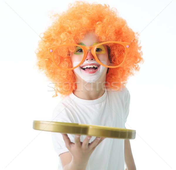 商业照片: 可爱 · 滑稽 · 小丑 · 孩子 ·白· 肖像