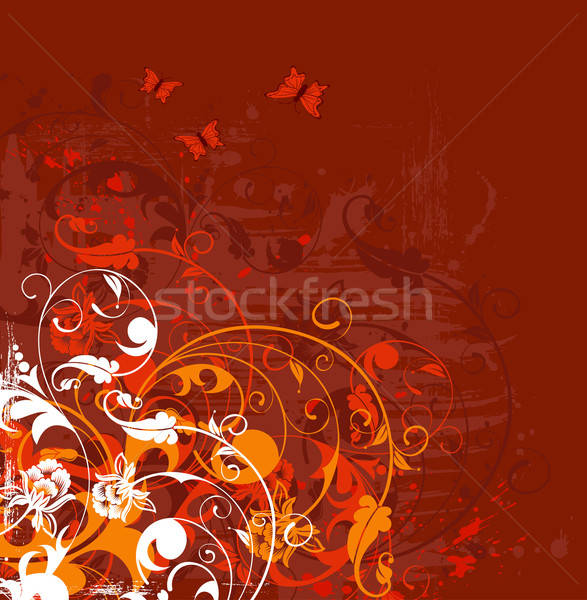 Grunge virág festék pillangó alkotóelem terv Stock fotó © -TAlex-