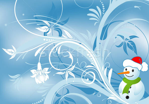 Floral background with snowman Stock photo © -TAlex-