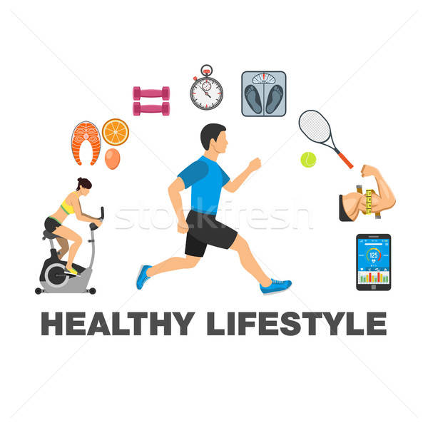 Fitness gimnasio cardio iconos ejercicio Foto stock © -TAlex-